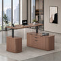 Sikaic Computer Desk L Shaped Electric Standing Desk with Storage Walnut Walnut / Engineered Wood / Modern