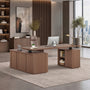Sikaic Computer Desk L Shaped Electric Standing Desk with Storage Walnut Walnut / Engineered Wood / Modern