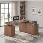 Sikaic Computer Desk L Shaped Electric Standing Desk with Storage Walnut Walnut / Engineered Wood / Modern