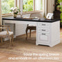 Sikaic Computer Desk 55" Computer Desk with Storage Drawers and Power Outlet White White / Engineered Wood / Modern