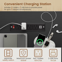 Sikaic Computer Desk 55" Computer Desk with Storage Drawers and Power Outlet White White / Engineered Wood / Modern