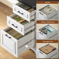 Sikaic Computer Desk 55" Computer Desk with Storage Drawers and Power Outlet White White / Engineered Wood / Modern