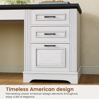 Sikaic Computer Desk 55" Computer Desk with Storage Drawers and Power Outlet White White / Engineered Wood / Modern