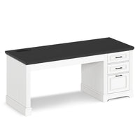 Sikaic Computer Desk 55 Inches Computer Desk with Power Outlet White White / Engineered Wood / Modern