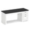 Sikaic Computer Desk 55 Inches Computer Desk with Power Outlet White White / Engineered Wood / Modern