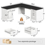 Sikaic Computer Desk 69 Inches L Shaped Computer Desk White White / Engineered Wood / Modern