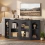Sikaic Console Table 63" Farmhouse Arched Console Table with Shelves Black Black / Engineered Wood / Farmhouse