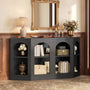 Sikaic Console Table 63" Farmhouse Arched Console Table with Shelves Black Black / Engineered Wood / Farmhouse
