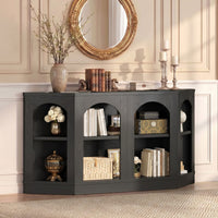 Sikaic Console Table 63" Farmhouse Arched Console Table with Shelves Black Black / Engineered Wood / Farmhouse
