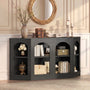 Sikaic Console Table 63" Farmhouse Arched Console Table with Shelves Black Black / Engineered Wood / Farmhouse