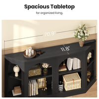 Sikaic Console Table 70.9" Farmhouse Arched Console Table with Shelves Black Black / Engineered Wood / Farmhouse