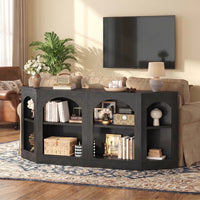 Sikaic Console Table 70.9" Farmhouse Arched Console Table with Shelves Black Black / Engineered Wood / Farmhouse