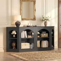 Sikaic Console Table 70.9" Farmhouse Arched Console Table with Shelves Black Black / Engineered Wood / Farmhouse
