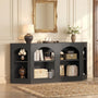 Sikaic Console Table 70.9" Farmhouse Arched Console Table with Shelves Black Black / Engineered Wood / Farmhouse