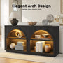Sikaic Console Table Sikaic Double Arched Console Table with LED Lighting Matte Black Black / Engineered Wood / Modern