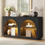 Sikaic Console Table Sikaic Double Arched Console Table with LED Lighting Matte Black Black / Engineered Wood / Modern