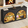Sikaic Console Table Sikaic Double Arched Console Table with LED Lighting Matte Black Black / Engineered Wood / Modern