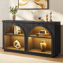 Sikaic Console Table Sikaic Double Arched Console Table with LED Lighting Matte Black Black / Engineered Wood / Modern