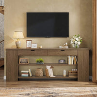 Sikaic Console Table 71.8 inch Extra Long Console Table with Shelves & Built-In Outlets Brown Brown / Engineered Wood / Farmhouse