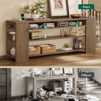 Sikaic Console Table 71.8 inch Extra Long Console Table with Shelves & Built-In Outlets Brown Brown / Engineered Wood / Farmhouse