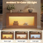 Sikaic Console Table Sikaic LED Console Table with 3-Color Light & Double-Tier Design  Walnut Brown / Engineered Wood / Modern