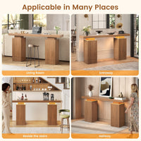 Sikaic Console Table Sikaic Modern Console Table with Built-in LED Lighting Walnut Finish for Entryway & Living Room Brown / Engineered Wood / Modern