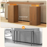 Sikaic Console Table Sikaic Modern Console Table with Built-in LED Lighting Walnut Finish for Entryway & Living Room Brown / Engineered Wood / Modern