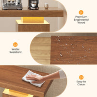 Sikaic Console Table Sikaic Modern Console Table with Built-in LED Lighting Walnut Finish for Entryway & Living Room Brown / Engineered Wood / Modern