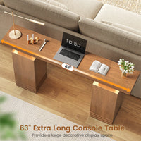 Sikaic Console Table Sikaic Modern Console Table with Built-in LED Lighting Walnut Finish for Entryway & Living Room Brown / Engineered Wood / Modern