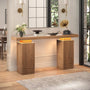 Sikaic Console Table Sikaic Modern Console Table with Built-in LED Lighting Walnut Finish for Entryway & Living Room Brown / Engineered Wood / Modern