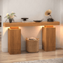 Sikaic Console Table Sikaic Modern Console Table with Built-in LED Lighting Walnut Finish for Entryway & Living Room Brown / Engineered Wood / Modern