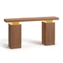 Sikaic Console Table Sikaic Modern Console Table with Built-in LED Lighting Walnut Finish for Entryway & Living Room Brown / Engineered Wood / Modern