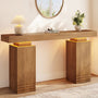 Sikaic Console Table Sikaic Modern Console Table with Built-in LED Lighting Walnut Finish for Entryway & Living Room Brown / Engineered Wood / Modern