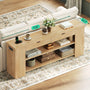 Sikaic Console Table 71.8 inch Extra Long Console Table with Built-In Outlets Natural Natural / Engineered Wood / Farmhouse