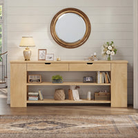 Sikaic Console Table 71.8 inch Extra Long Console Table with Built-In Outlets Natural Natural / Engineered Wood / Farmhouse