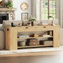 Sikaic Console Table 71.8 inch Extra Long Console Table with Built-In Outlets Natural Natural / Engineered Wood / Farmhouse
