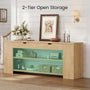 Sikaic Console Table 71.8 inch Extra Long Console Table with Built-In Outlets Natural Natural / Engineered Wood / Farmhouse