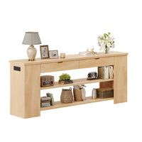 Sikaic Console Table 71.8 inch Extra Long Console Table with Built-In Outlets Natural Natural / Engineered Wood / Farmhouse