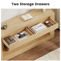 Sikaic Console Table 63 Inch Long Console Table with 2 Drawers Natural Wood Natural / Engineered Wood / Modern