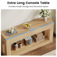 Sikaic Console Table 63 Inch Long Console Table with 2 Drawers Natural Wood Natural / Engineered Wood / Modern