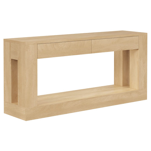 Sikaic Console Table 63 Inch Long Console Table with 2 Drawers Natural Wood Natural / Engineered Wood / Modern