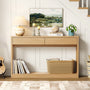 Sikaic Console Table Sikaic Rattan Console Table with Dual Drawers Natural Oak Natural / Engineered Wood / Modern
