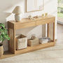 Sikaic Console Table Sikaic Rattan Console Table with Dual Drawers Natural Oak Natural / Engineered Wood / Modern