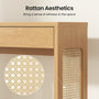 Sikaic Console Table Sikaic Rattan Console Table with Dual Drawers Natural Oak Natural / Engineered Wood / Modern