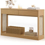 Sikaic Console Table Sikaic Rattan Console Table with Dual Drawers Natural Oak Natural / Engineered Wood / Modern