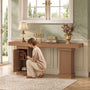 Sikaic Console Table Modern Farmhouse Console Table 63 Inch with Storage Cabinet Natural Natural / Mid-Century / Engineered Wood