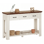 Sikaic Console Table 47 inch Farmhouse Console Table with 3 Drawers White-Brown White / Engineered Wood / Farmhouse