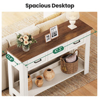 Sikaic Console Table 47 inch Farmhouse Console Table with 3 Drawers White-Brown White / Engineered Wood / Farmhouse
