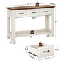 Sikaic Console Table 47 inch Farmhouse Console Table with 3 Drawers White-Brown White / Engineered Wood / Farmhouse