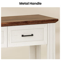 Sikaic Console Table 47 inch Farmhouse Console Table with 3 Drawers White-Brown White / Engineered Wood / Farmhouse